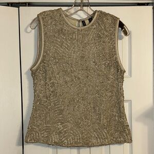 Ellen Tracy leather sequined top